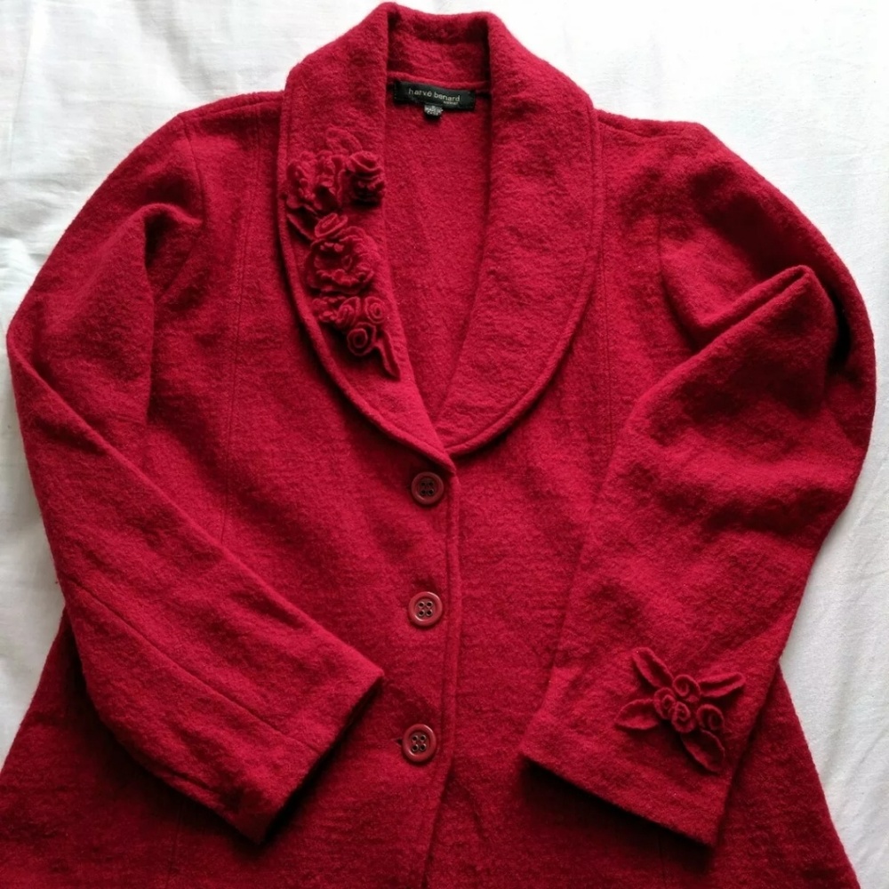 Harve Bernard Woman Red Wool Blazer Jacket Sz 1X